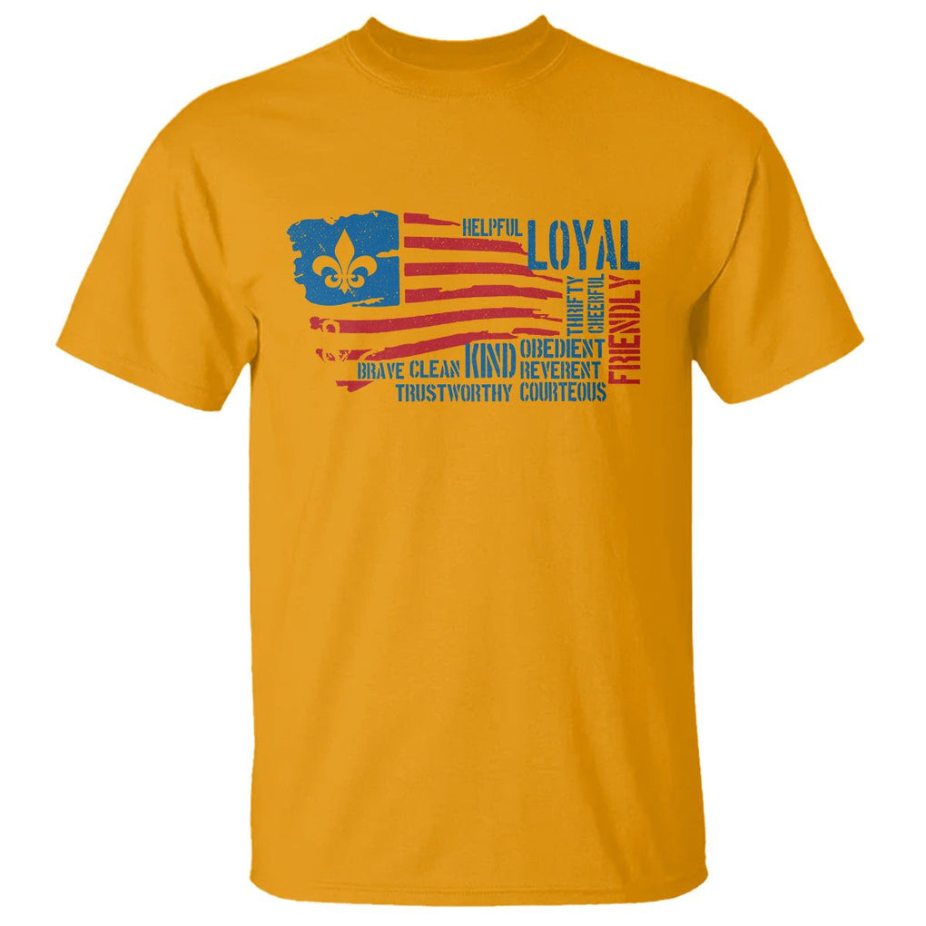 Scouting T Shirt America Flag Scouting Law Camping Outdoor Adventure TS09 Gold Printyourwear