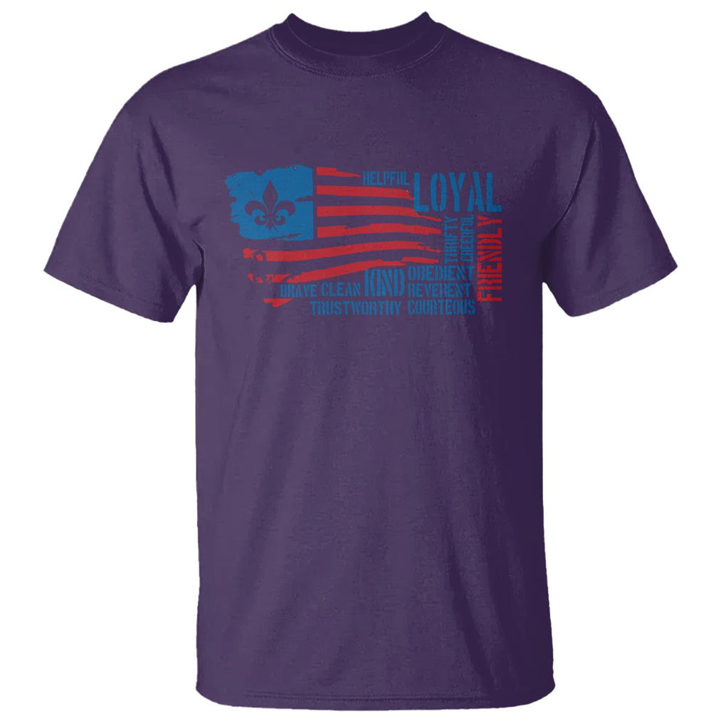 Scouting T Shirt America Flag Scouting Law Camping Outdoor Adventure TS09 Purple Printyourwear
