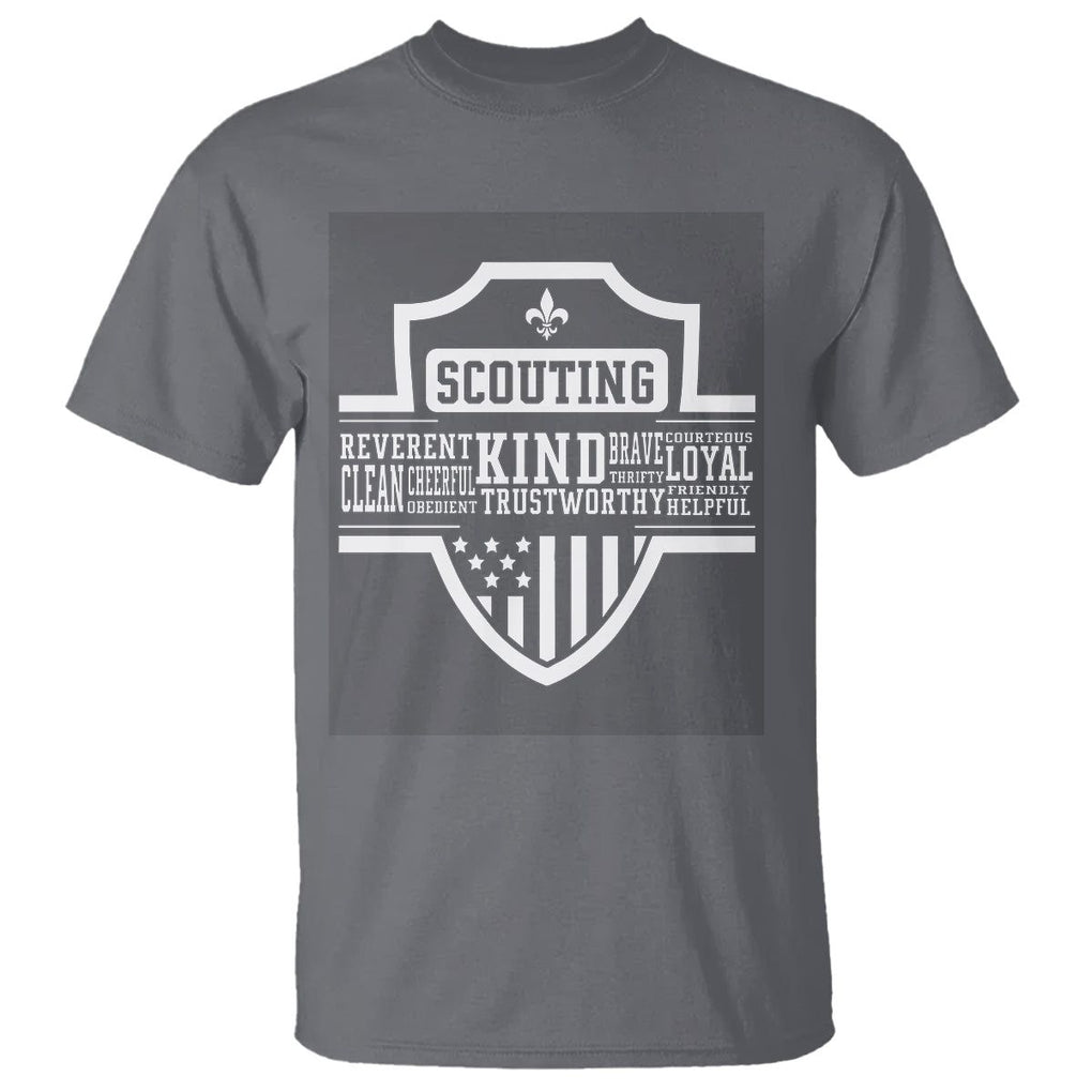 Scouting T Shirt America Flag Scouting Law Camping Outdoor Adventure TS09 Charcoal Printyourwear