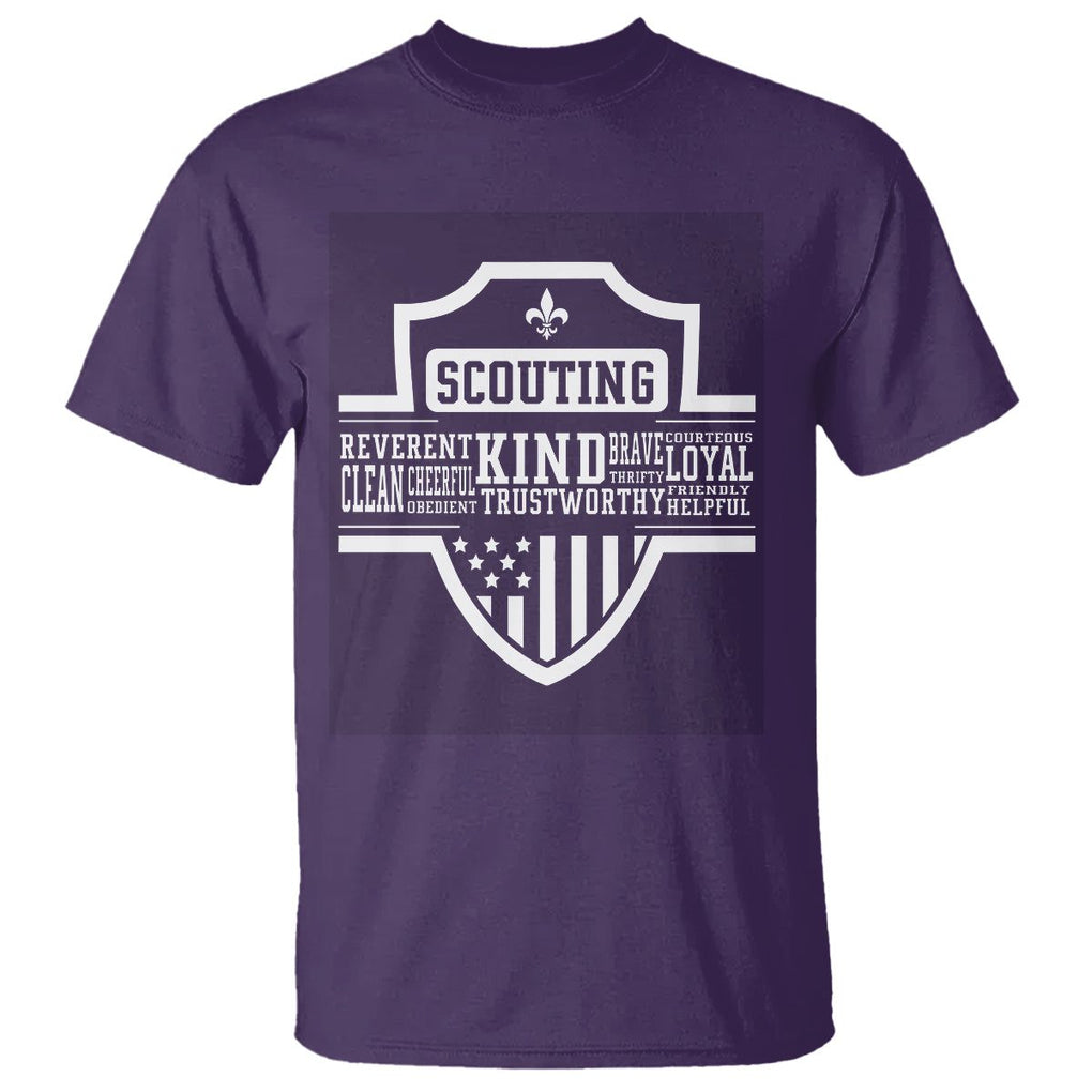 Scouting T Shirt America Flag Scouting Law Camping Outdoor Adventure TS09 Purple Printyourwear