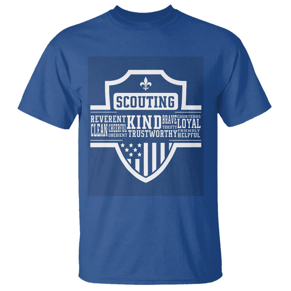 Scouting T Shirt America Flag Scouting Law Camping Outdoor Adventure TS09 Royal Blue Printyourwear