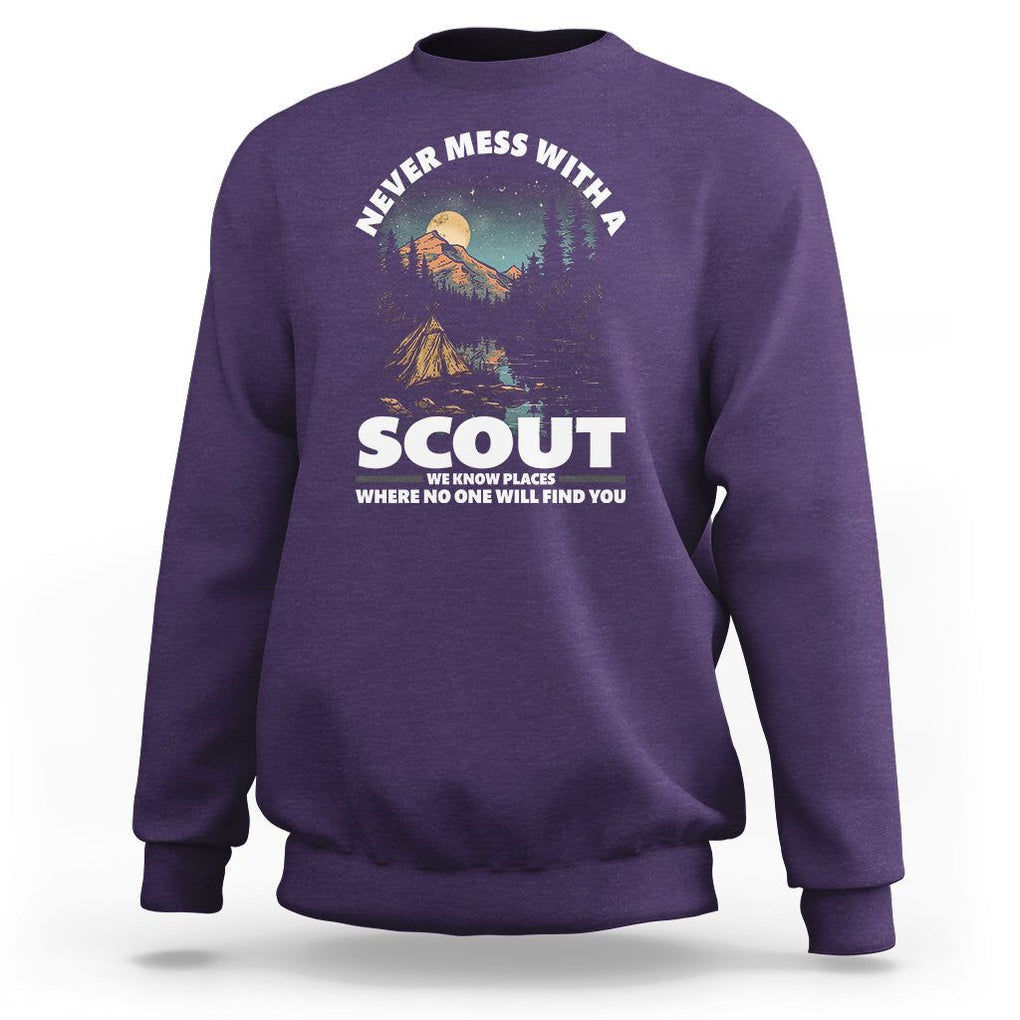 Scouting Sweatshirt Never Mess With A Scout We Know Places Where No One To Find You TS09 Purple Printyourwear