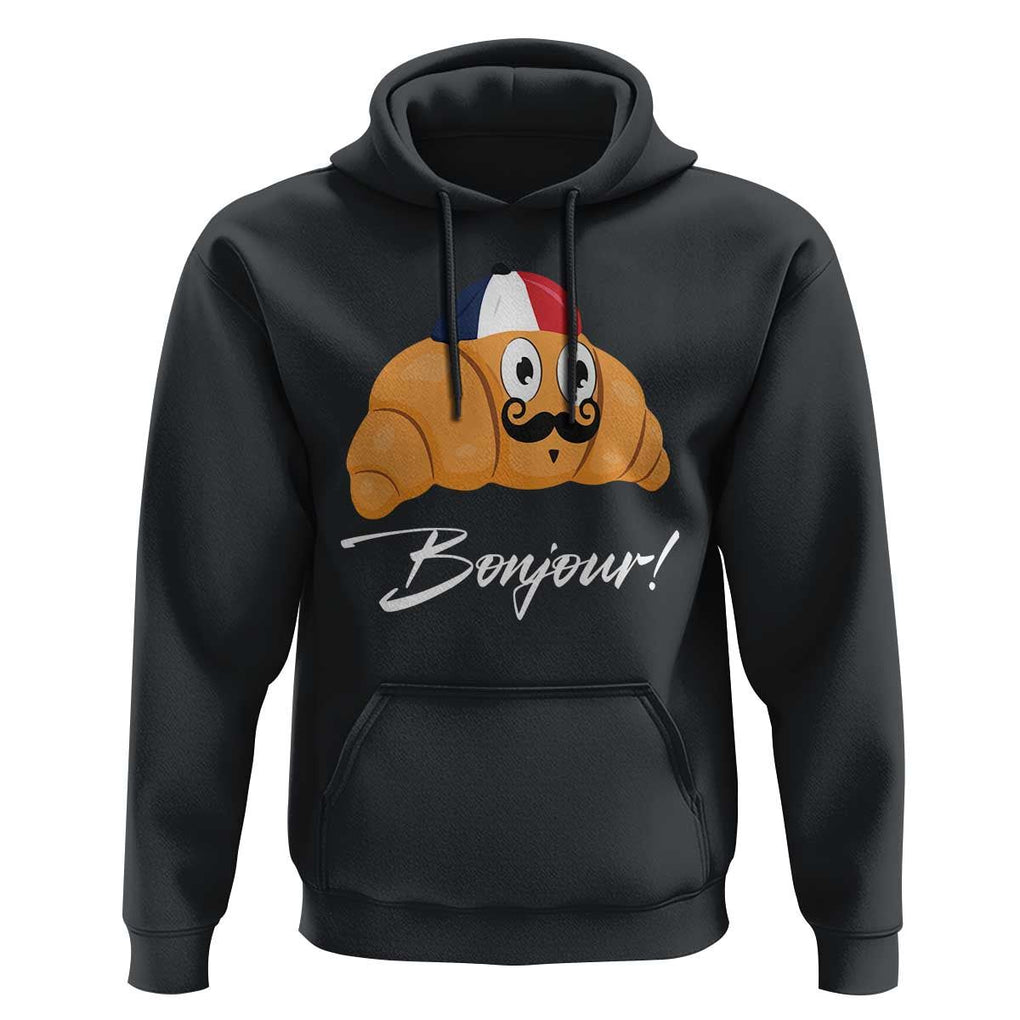 Bonjour Funny Croissant French Hoodie TS09 Black Print Your Wear