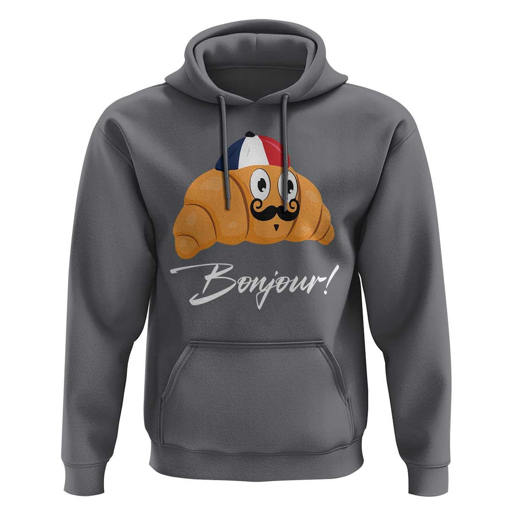 Bonjour Funny Croissant French Hoodie TS09 Charcoal Print Your Wear