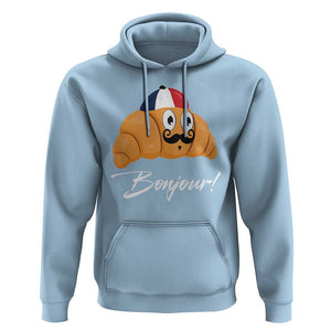 Bonjour Funny Croissant French Hoodie TS09 Light Blue Print Your Wear