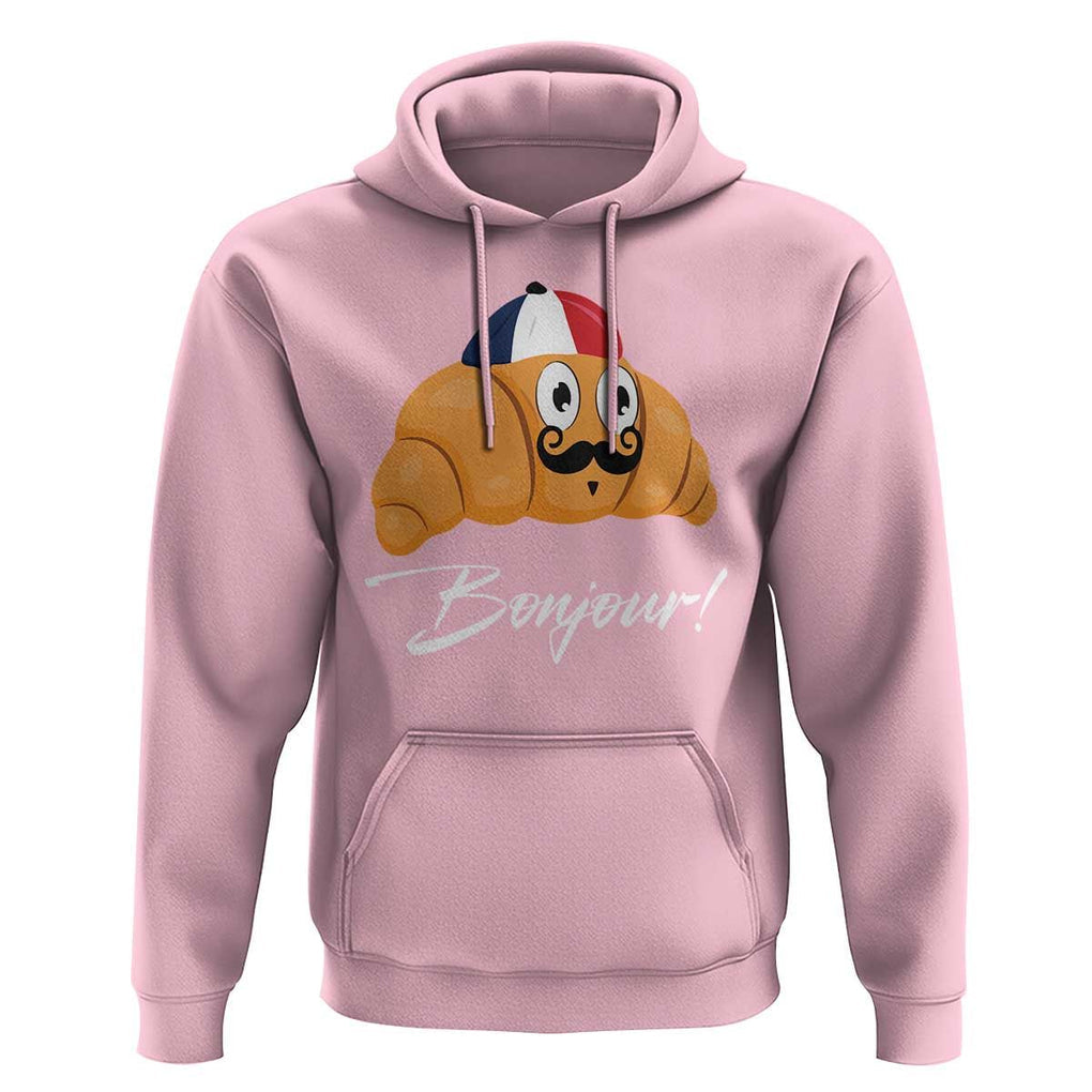 Bonjour Funny Croissant French Hoodie TS09 Light Pink Print Your Wear