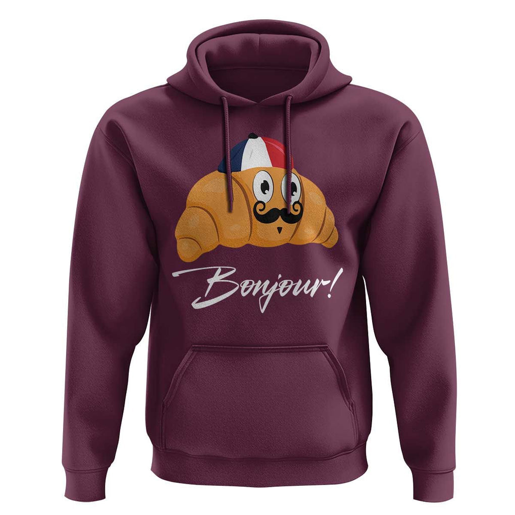 Bonjour Funny Croissant French Hoodie TS09 Maroon Print Your Wear
