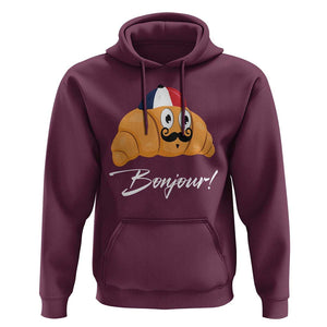 Bonjour Funny Croissant French Hoodie TS09 Maroon Print Your Wear