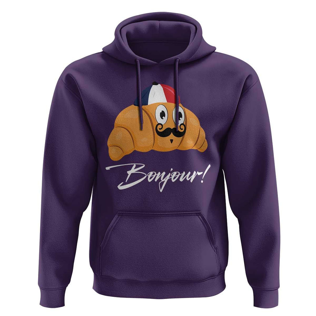 Bonjour Funny Croissant French Hoodie TS09 Purple Print Your Wear