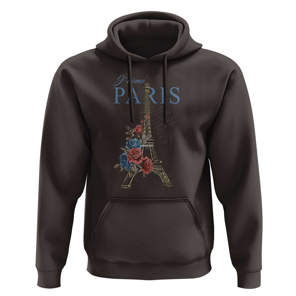 Je T'aime I Love Eiffel Paris French France Travel Hoodie TS09 Dark Chocolate Print Your Wear