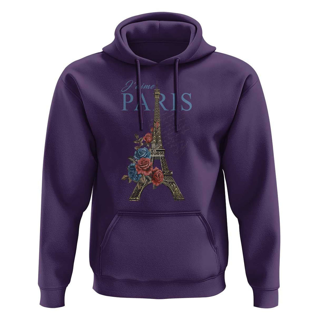 Je T'aime I Love Eiffel Paris French France Travel Hoodie TS09 Purple Print Your Wear