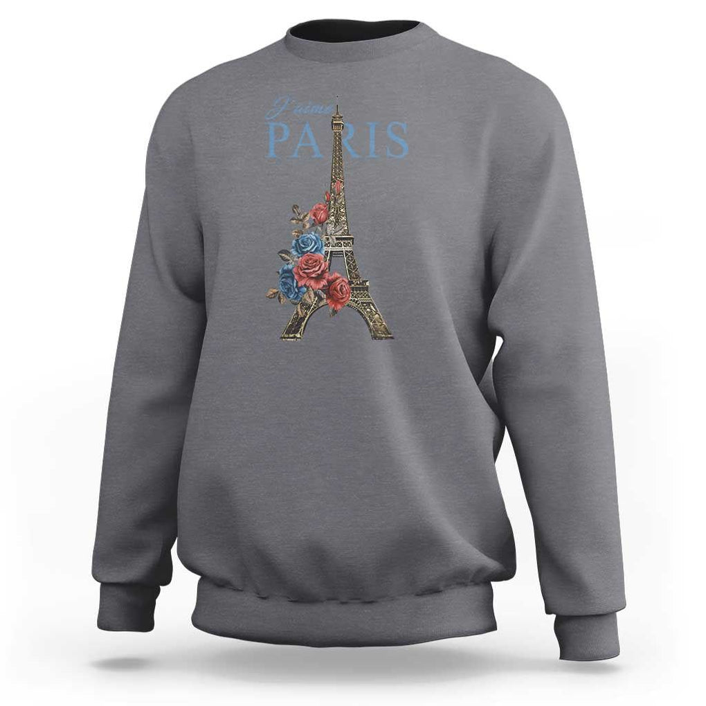 Je T'aime I Love Eiffel Paris French France Travel Sweatshirt TS09 Charcoal Print Your Wear