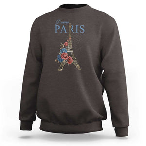 Je T'aime I Love Eiffel Paris French France Travel Sweatshirt TS09 Dark Chocolate Print Your Wear