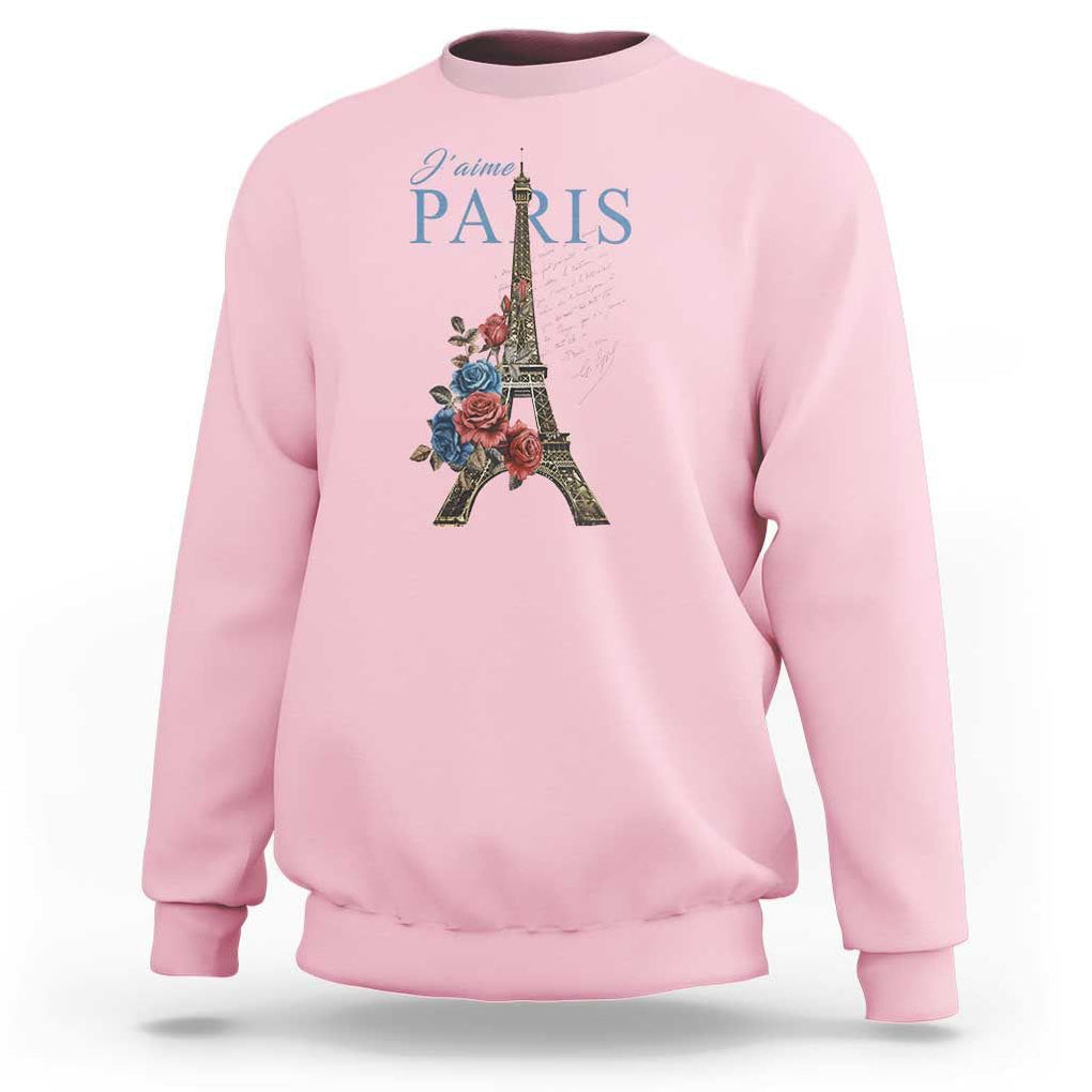 Je T'aime I Love Eiffel Paris French France Travel Sweatshirt TS09 Light Pink Print Your Wear