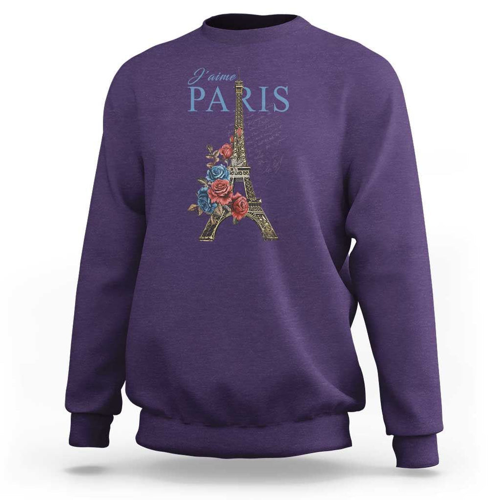 Je T'aime I Love Eiffel Paris French France Travel Sweatshirt TS09 Purple Print Your Wear