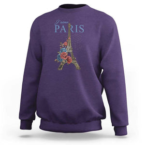 Je T'aime I Love Eiffel Paris French France Travel Sweatshirt TS09 Purple Print Your Wear