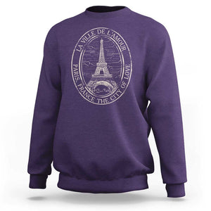La Ville De L Amour The City Of Love Eiffel Paris France Travel Sweatshirt TS09 Purple Print Your Wear