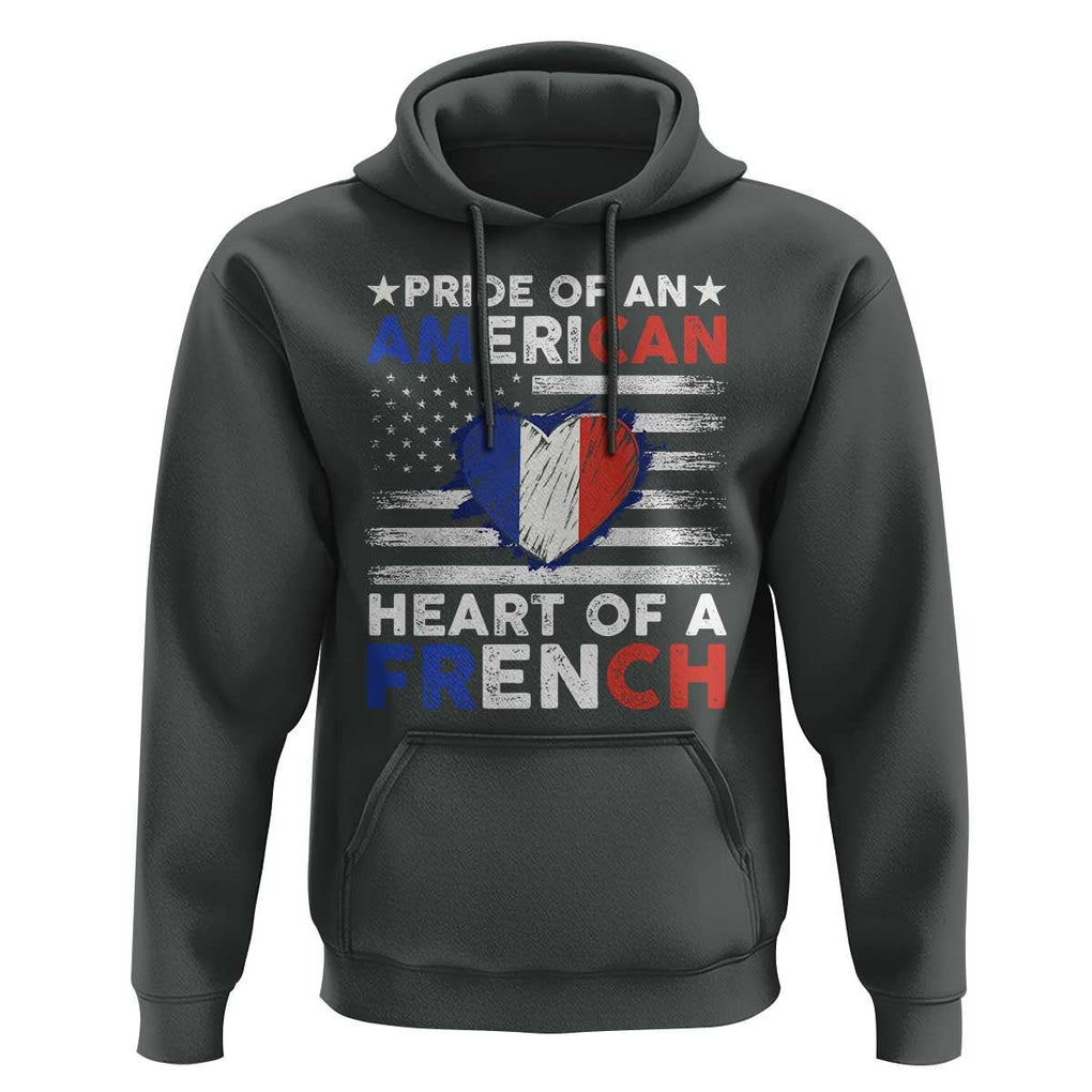 Pride Of An American Heart Of A French Hoodie TS09 Dark Heather Print Your Wear