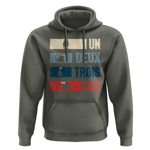 French Cat Lover Hoodie Un Deux Trois Funny Cats TS09 Military Green Print Your Wear