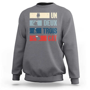 French Cat Lover Sweatshirt Un Deux Trois Funny Cats TS09 Charcoal Print Your Wear