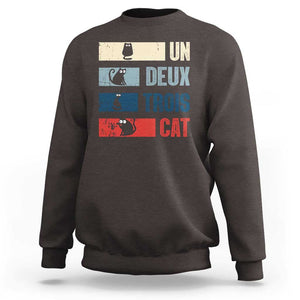 French Cat Lover Sweatshirt Un Deux Trois Funny Cats TS09 Dark Chocolate Print Your Wear