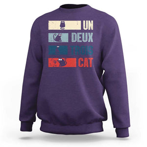 French Cat Lover Sweatshirt Un Deux Trois Funny Cats TS09 Purple Print Your Wear