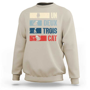 French Cat Lover Sweatshirt Un Deux Trois Funny Cats TS09 Sand Print Your Wear