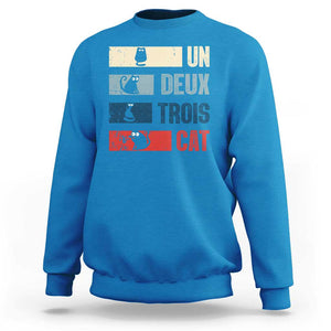 French Cat Lover Sweatshirt Un Deux Trois Funny Cats TS09 Sapphire Print Your Wear