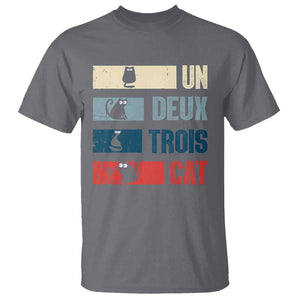 French Cat Lover T Shirt Un Deux Trois Funny Cats TS09 Charcoal Print Your Wear