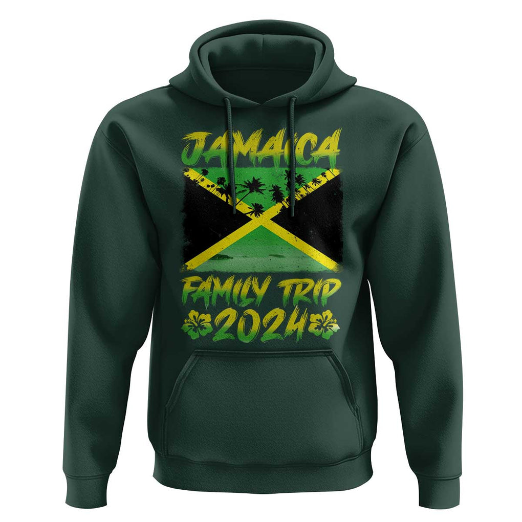 Jamaica Family Trip 2024 Hoodie Beach Vacation Matching Jamaican Caribbean TS09 Dark Forest Green Print Your Wear