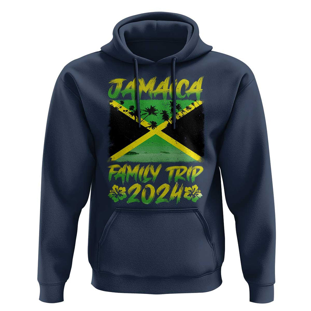 Jamaica Family Trip 2024 Hoodie Beach Vacation Matching Jamaican Caribbean TS09 Navy Print Your Wear