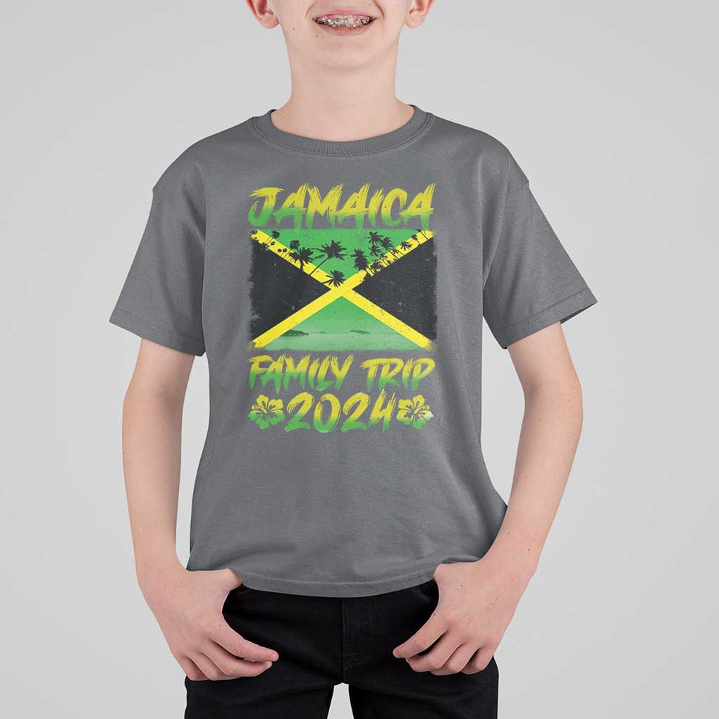 Jamaica Family Trip 2024 T Shirt For Kid Beach Vacation Matching Jamaican Caribbean TS09 Charcoal Print Your Wear
