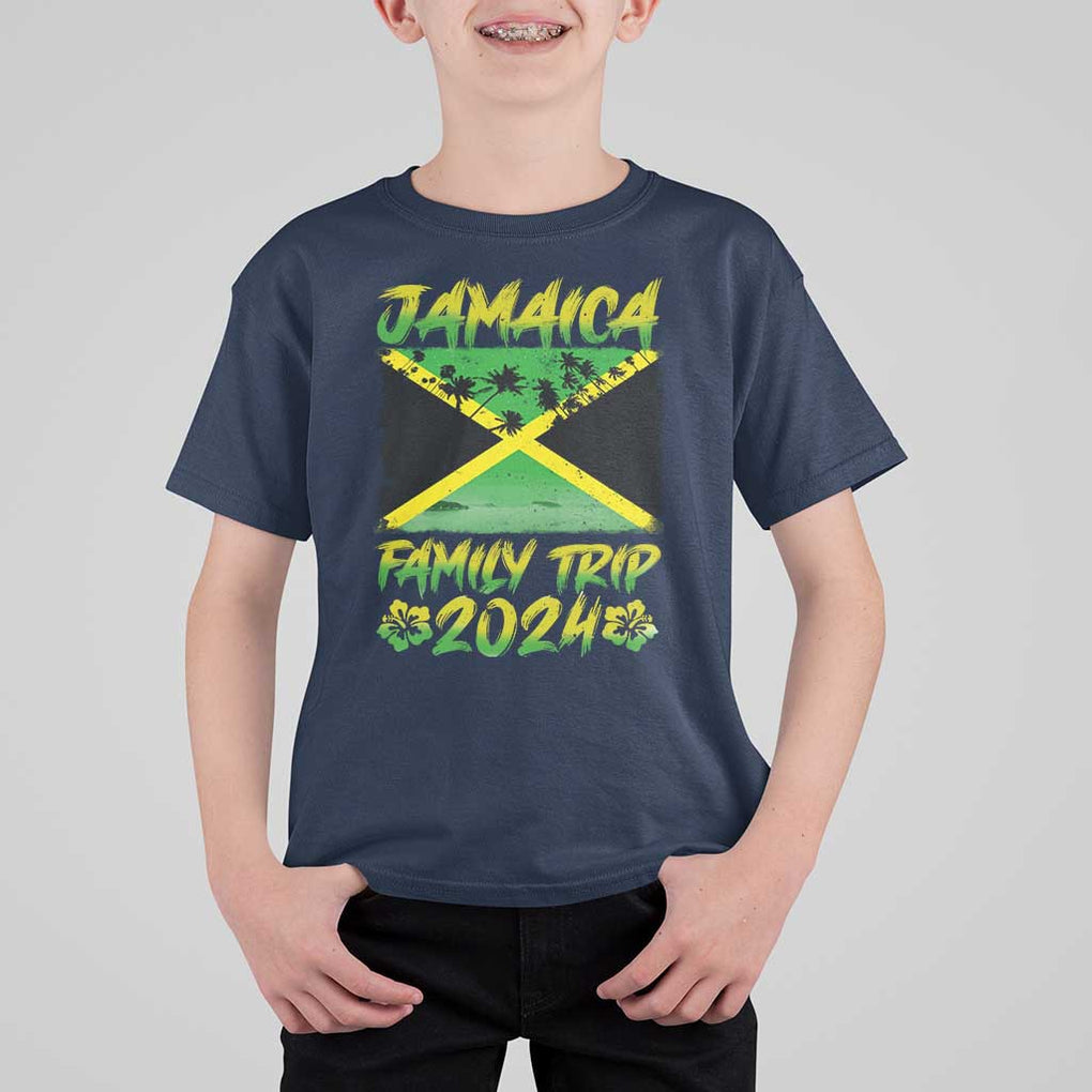Jamaica Family Trip 2024 T Shirt For Kid Beach Vacation Matching Jamaican Caribbean TS09 Navy Print Your Wear