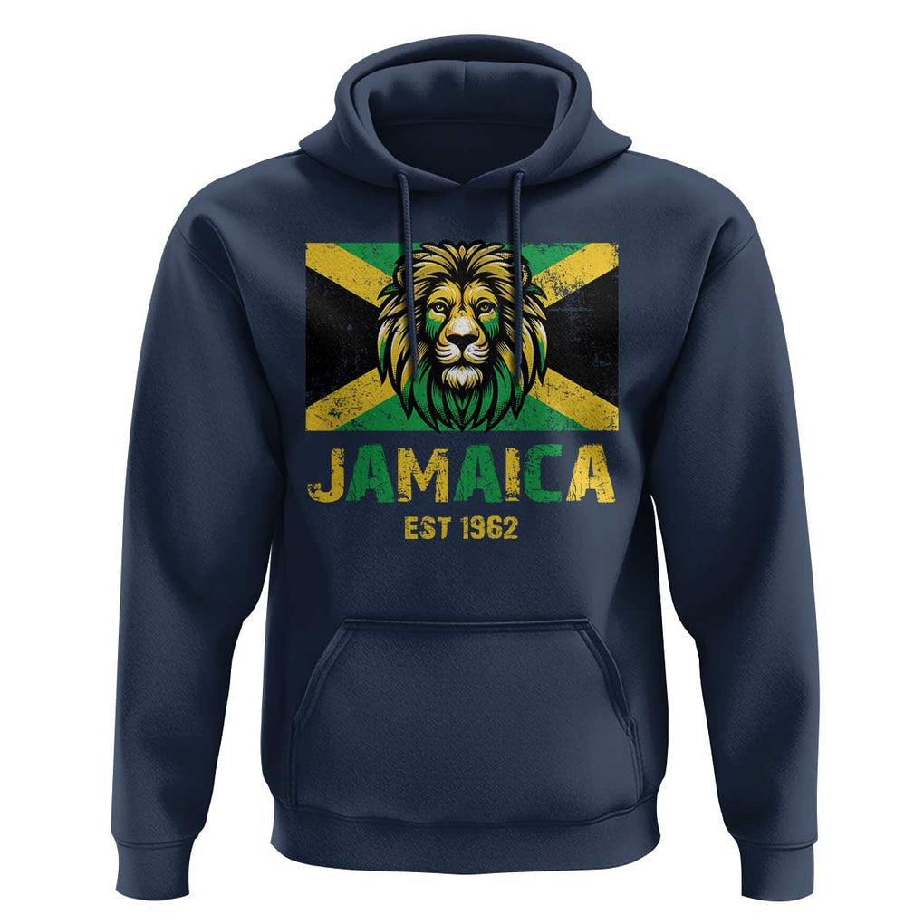 Jamaican Independence EST 1962 Jamaica Flag Lion Hoodie TS09 Navy Print Your Wear