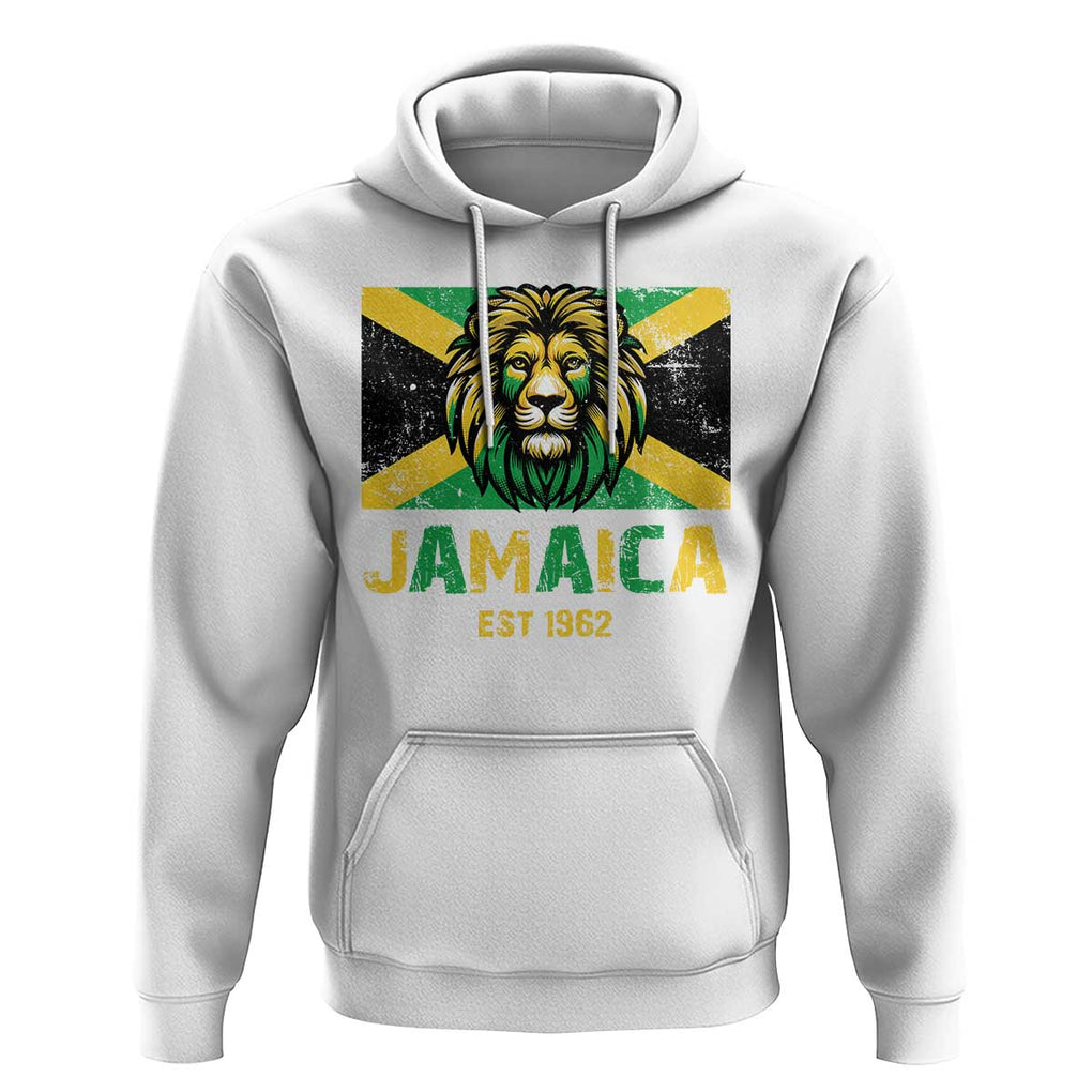 Jamaican Independence EST 1962 Jamaica Flag Lion Hoodie TS09 White Print Your Wear