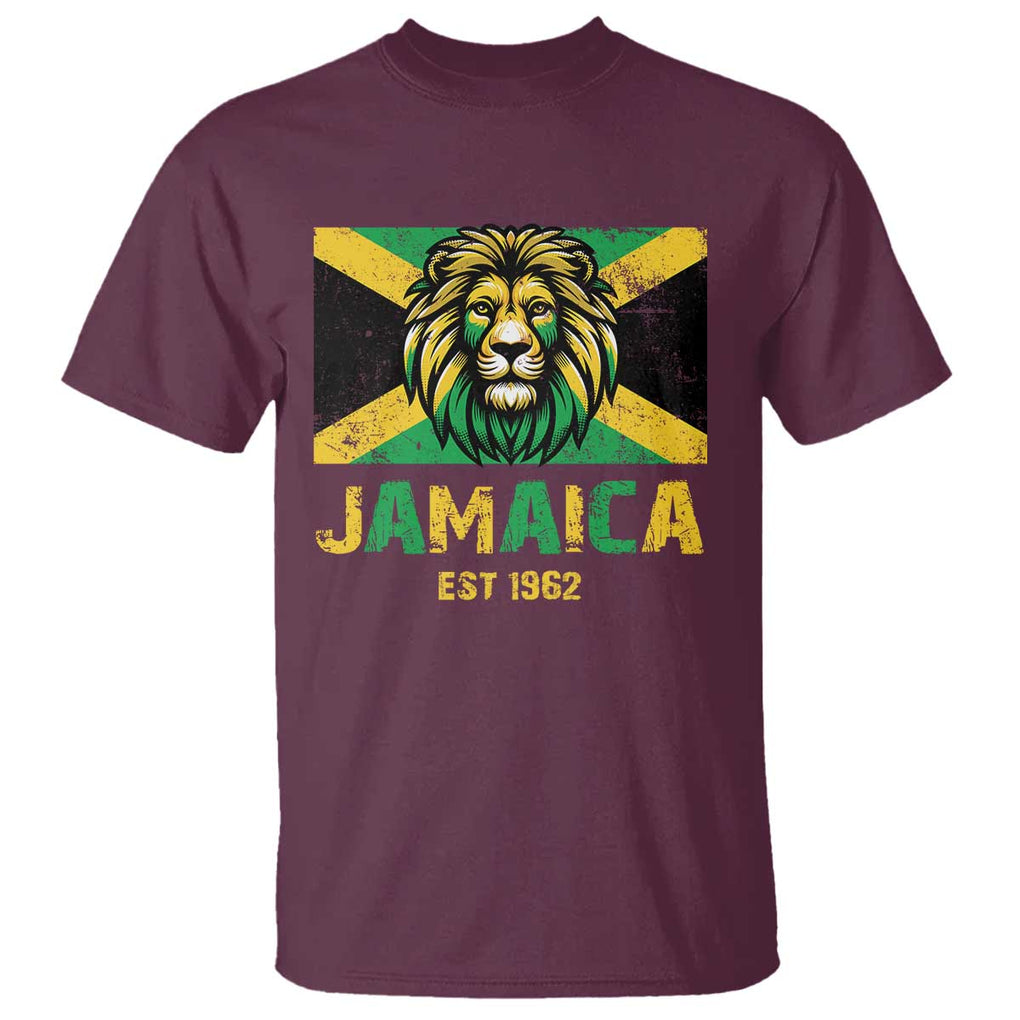 Jamaican Independence EST 1962 Jamaica Flag Lion T Shirt TS09 Maroon Print Your Wear