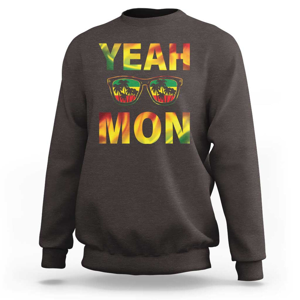 Funny Yeah Mon Jamaican Jamaica Reggae Sweatshirt TS09 Dark Chocolate Print Your Wear