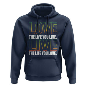 Jamaican Reggae Legend Bob Quote Hoodie Love The Life You Live Live The Life You Love TS09 Navy Print Your Wear