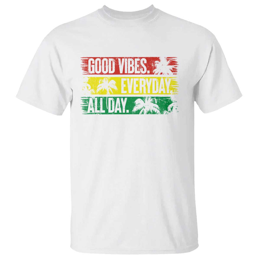 Jamaica Reggae Lover T Shirt Good Vibes Everyday All Day TS09 White Print Your Wear