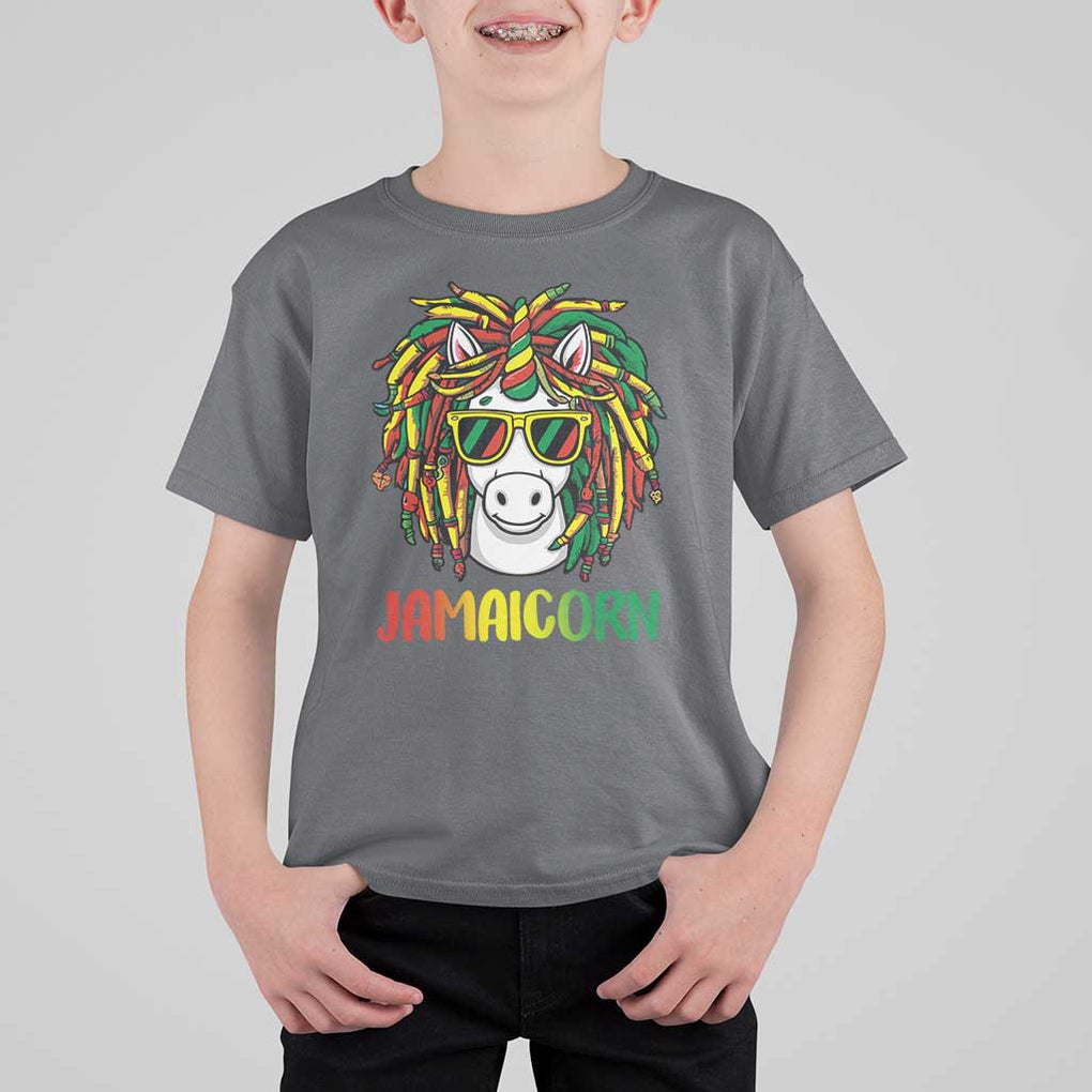 Funny Jamaicorn Jamaican Reggae Unicorn T Shirt For Kid TS09 Charcoal Print Your Wear