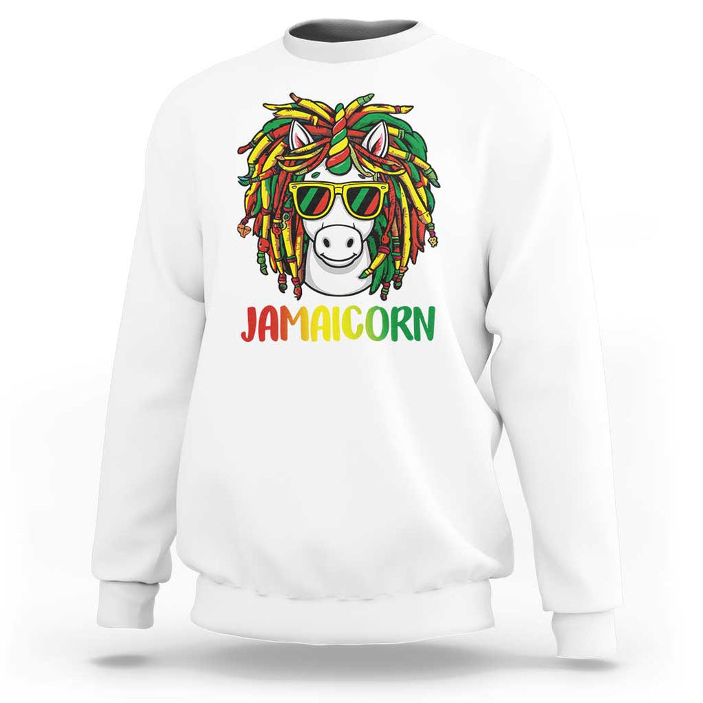 Funny Jamaicorn Jamaican Reggae Unicorn Sweatshirt TS09 White Print Your Wear