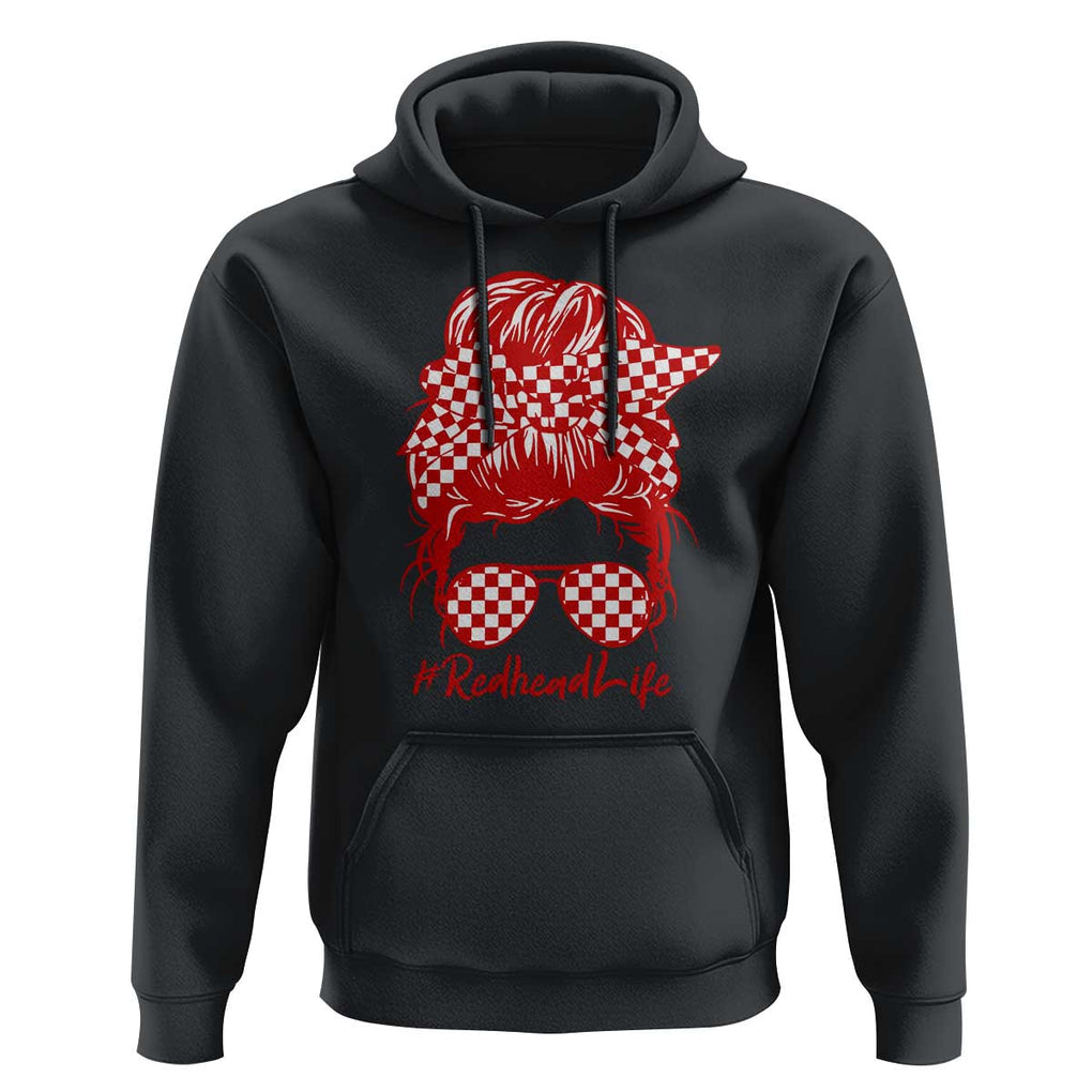 Redhead Life Hoodie Natural Red Hair Messy Bun Girl TS09 Black Print Your Wear