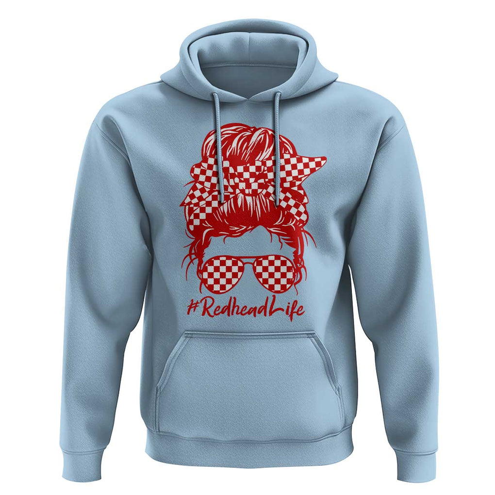 Redhead Life Hoodie Natural Red Hair Messy Bun Girl TS09 Light Blue Print Your Wear