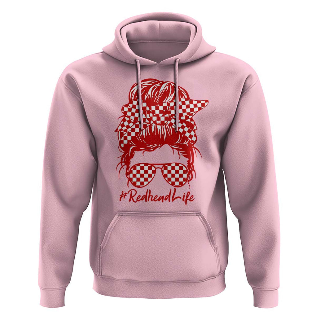 Redhead Life Hoodie Natural Red Hair Messy Bun Girl TS09 Light Pink Print Your Wear
