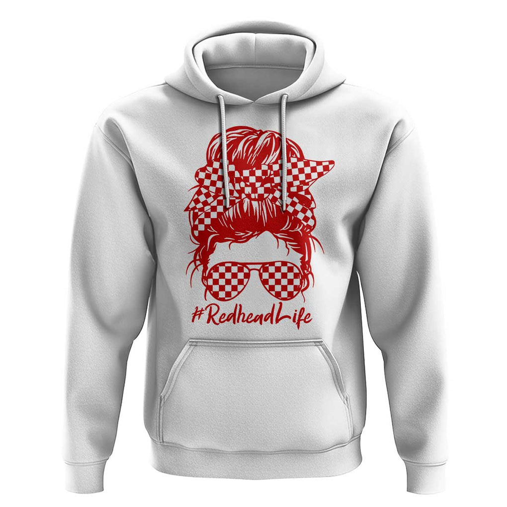 Redhead Life Hoodie Natural Red Hair Messy Bun Girl TS09 White Print Your Wear