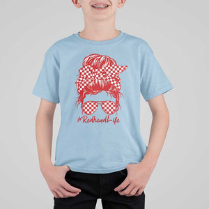 Redhead Life T Shirt For Kid Natural Red Hair Messy Bun Girl TS09 Light Blue Print Your Wear