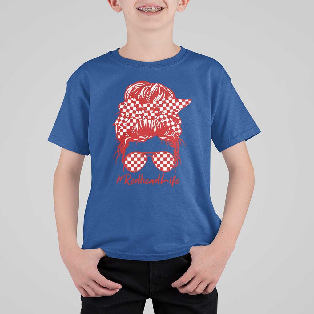 Redhead Life T Shirt For Kid Natural Red Hair Messy Bun Girl TS09 Royal Blue Print Your Wear