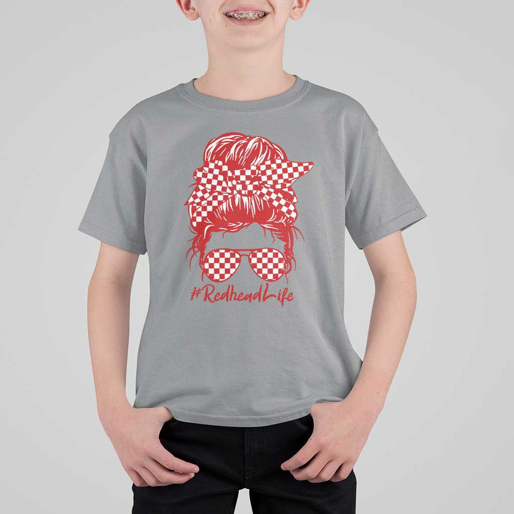 Redhead Life T Shirt For Kid Natural Red Hair Messy Bun Girl TS09 Sport Gray Print Your Wear