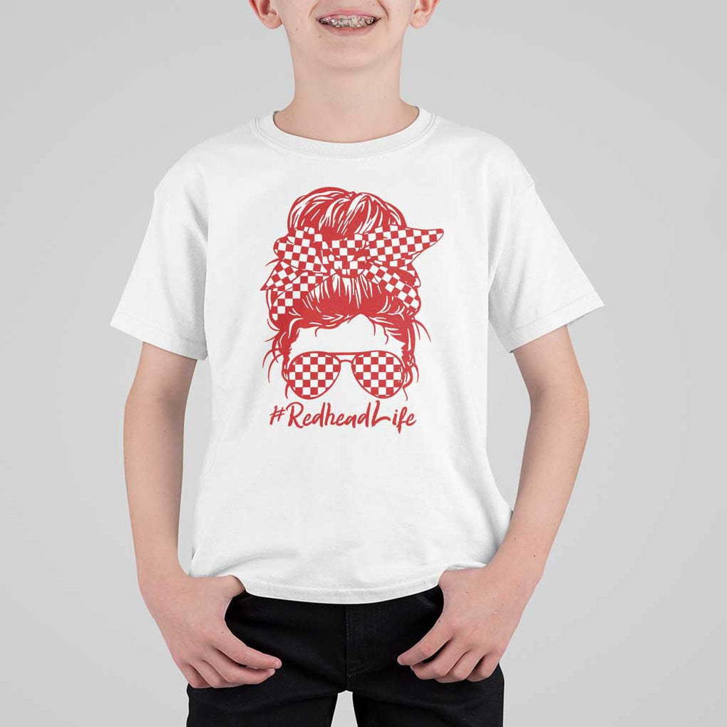 Redhead Life T Shirt For Kid Natural Red Hair Messy Bun Girl TS09 White Print Your Wear