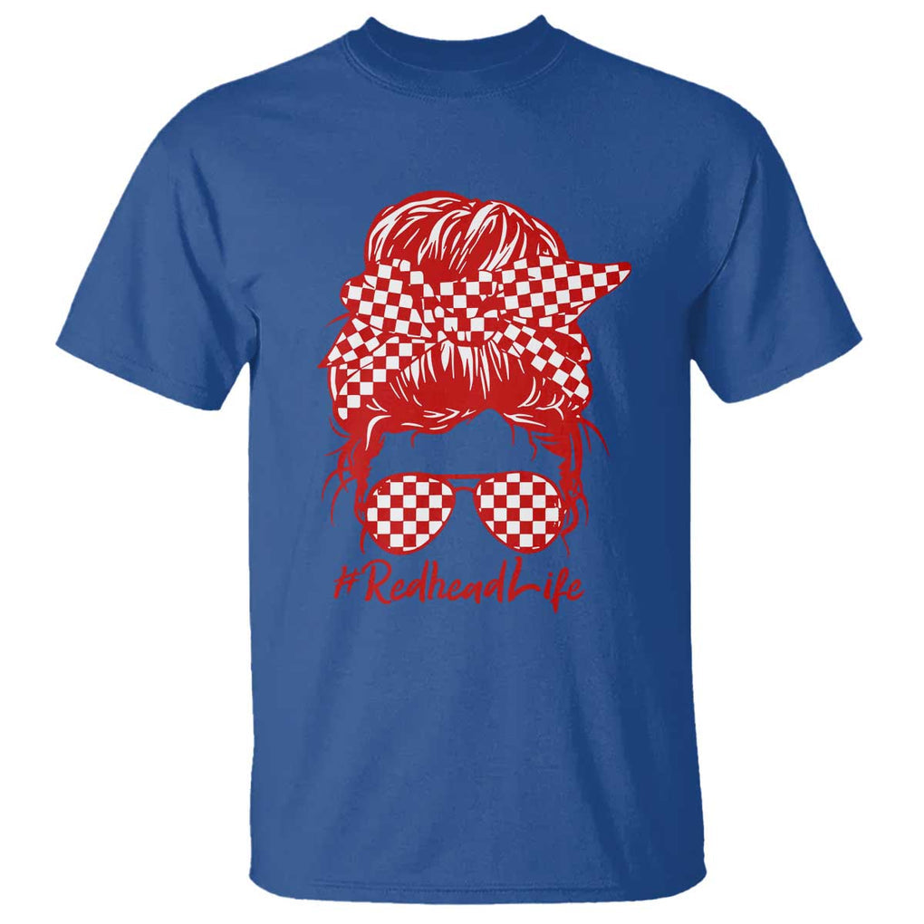Redhead Life T Shirt Natural Red Hair Messy Bun Girl TS09 Royal Blue Print Your Wear